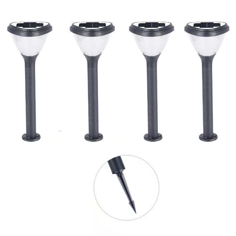 SET di 4 Lampioncini solari da terra: H750mm Ø260mm 15W